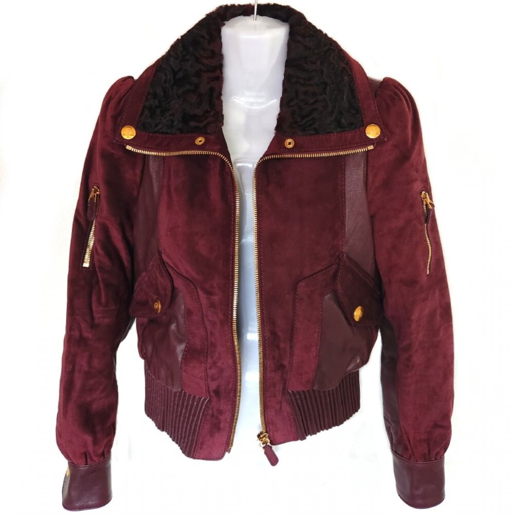 LIKE NEW Burgundy Leather Moto Jacket by GUCCI Size 38